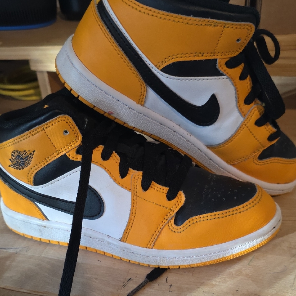 Kids High-Top Sneakers - Black, White, and Yellow